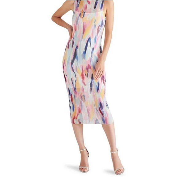 Steve Madden Mesh Colorful Midi Dress SZ S Fitted - Picture 1 of 7